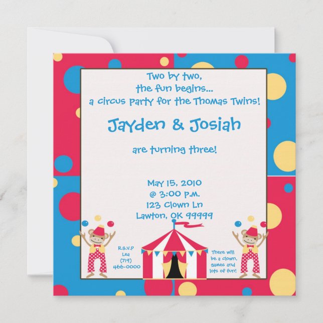 twinbday. Two by two, the fun begins... Invitation (Front)