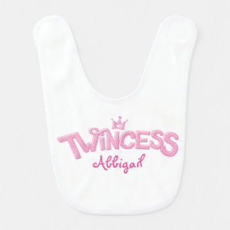Twincess Twin Girl Baby Bib (Pink)