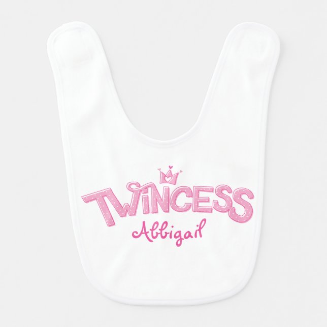 Twincess Twin Girl Baby Bib (Pink) (Front)