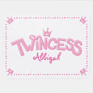Twincess Twin Girl Baby Blanket (Pink)