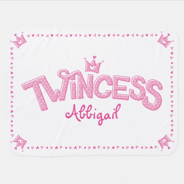 Twincess Twin Girl Baby Blanket (Pink) (Horizontal)