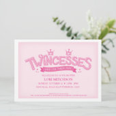 Twincess Twin Girls Baby Shower Invitation (Pink) (Standing Front)