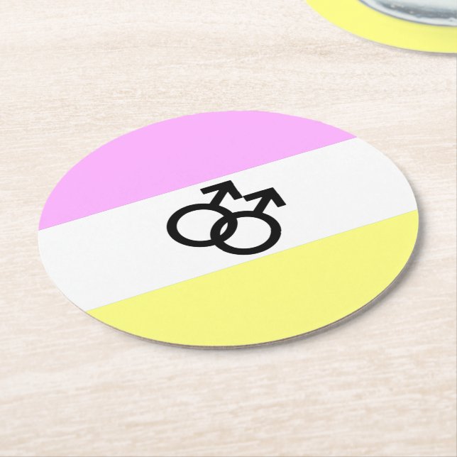 Twink Pride Flag Round Paper Coaster (Angled)