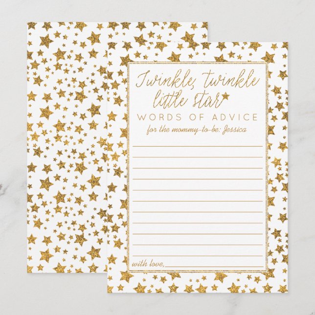 Twink, Twinkle Little Star Baby Shower Advice (Front/Back)