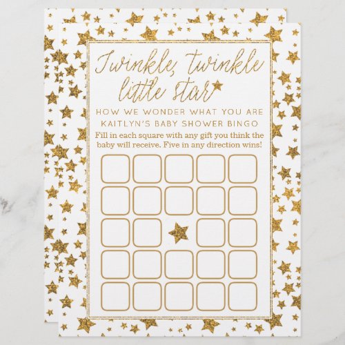 Twink Twinkle Little Star Baby Shower Bingo