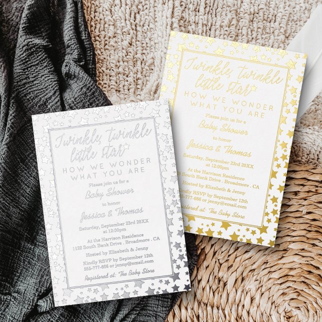 Twink, Twinkle Little Star Baby Shower Real Foil Invitation (Creator Uploaded)