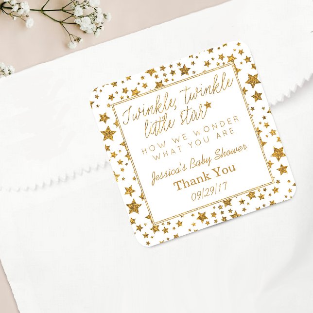 Twink, Twinkle Little Star Baby Shower Thank You Square Sticker (Creator Uploaded)
