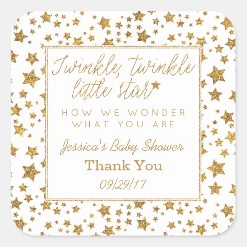 Twink Twinkle Little Star Baby Shower Thank You Square Sticker