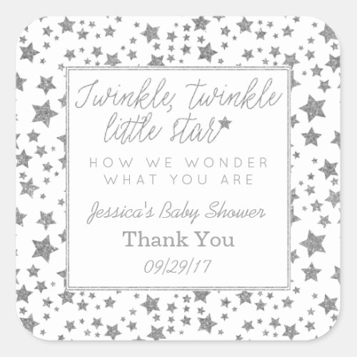 Twink Twinkle Little Star Baby Shower Thank You Square Sticker