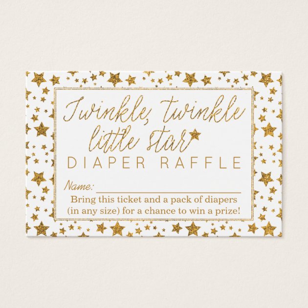 Twink Twinkle Little Star Baby Showr Diaper Raffle Business Card