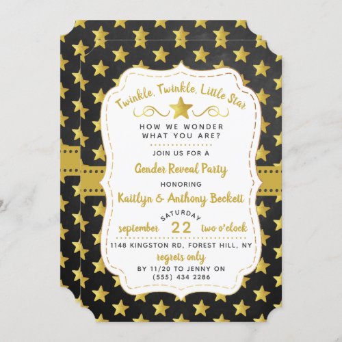 Twink Twinkle Little Star Gender Reveal Party Invitation