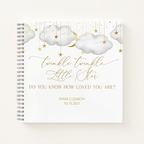 Twinkel le Little Star Baby Shower Guestbook Notebook