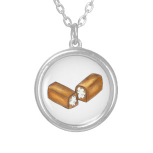 Twinkie Cream-Filled Snack Cake Junk Food Foodie Silver Plated Necklace