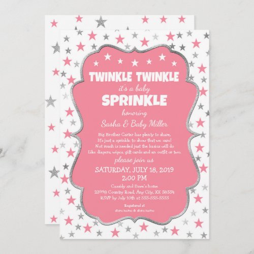 Twinkle Baby Sprinkle girl shower invitations