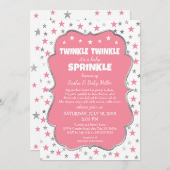 Twinkle Baby Sprinkle Girl Shower Invitations by lemontreecards at Zazzle