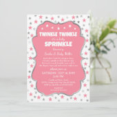 Twinkle Baby Sprinkle girl shower invitations (Standing Front)