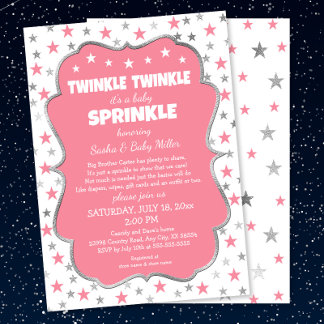 Twinkle Baby Sprinkle girl shower invitations