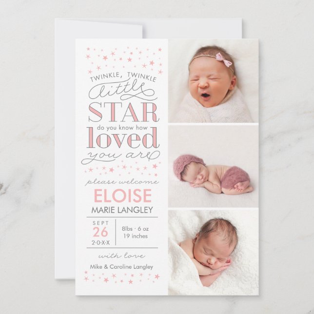 Twinkle Birth Announcement With Love (Front)