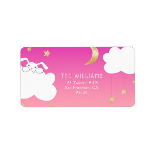Twinkle Bunny Star Pink Return Address Label