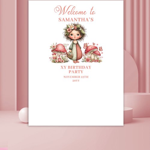 Twinkle Fairy Pink Flowers Birthday Backdrop