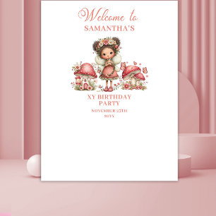 Twinkle Fairy Pink Flowers Birthday Backdrop