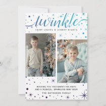 TWINKLE Falling Snow Enchanted | Purple &amp; Teal Holiday Card
