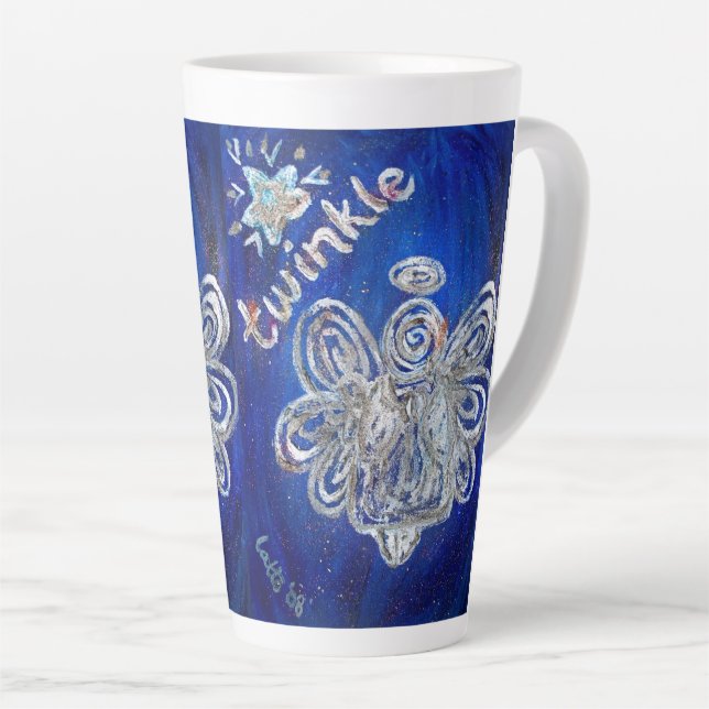 Twinkle Guardian Angel Custom Latte Mug Cup (Right Angle)