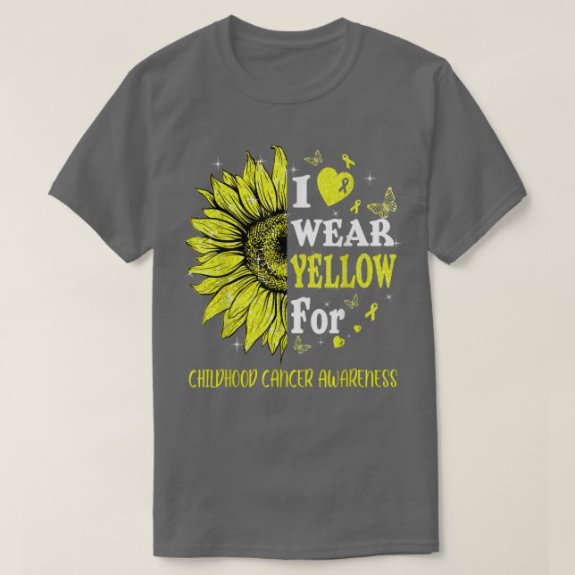 Twinkle Heart Sunflower Childhood Cancer Awareness T-Shirt (Design Front)
