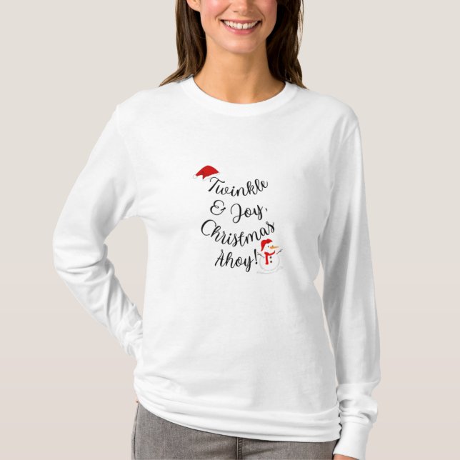 Twinkle & Joy Christmas Ahoy! Festive Holiday T-Shirt (Front)
