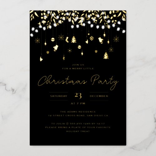 Twinkle Lamplight Modern Night Christmas Party Foil Invitation