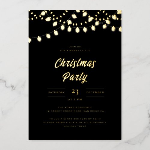 Twinkle Lamplight Modern Photo Christmas Party Foil Invitation