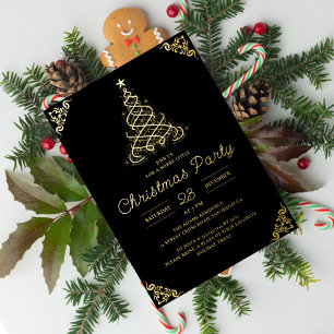 Twinkle Lamplight Modern Photo Christmas Party Foil Invitation