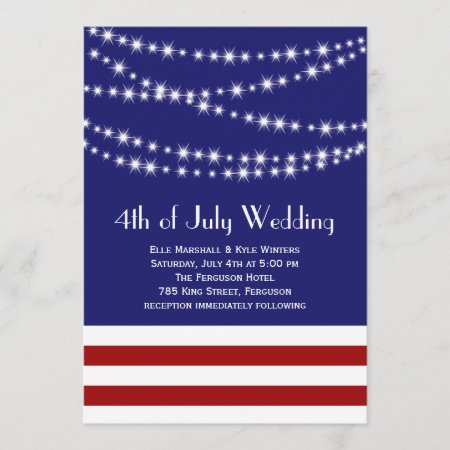 Twinkle Lights 4th Of July Wedding Invitation
