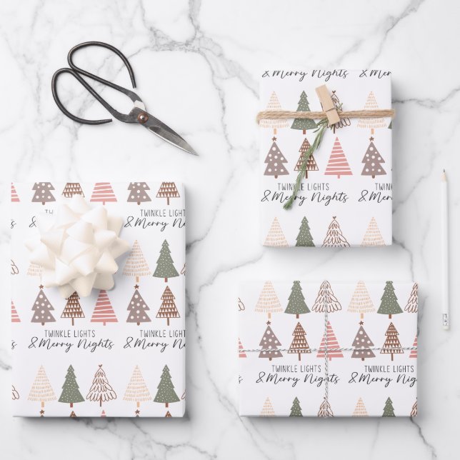 Twinkle Lights and Merry Nights Wrapping Paper Sheets (Front)