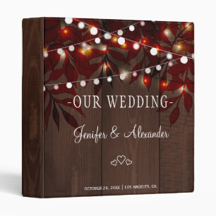 Twinkle lights autumn fall leaves wedding binder