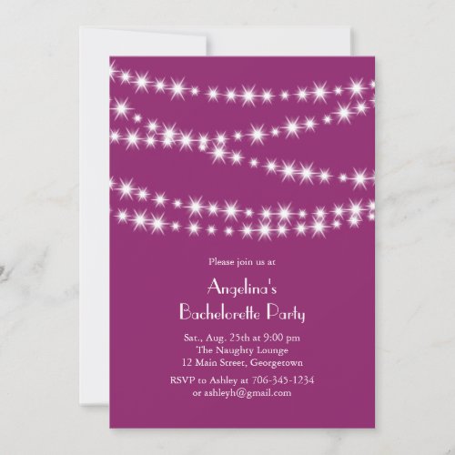 Twinkle Lights Bachelorette Party magenta Invitation