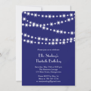 Twinkle Lights Birthday Invitation (indigo)