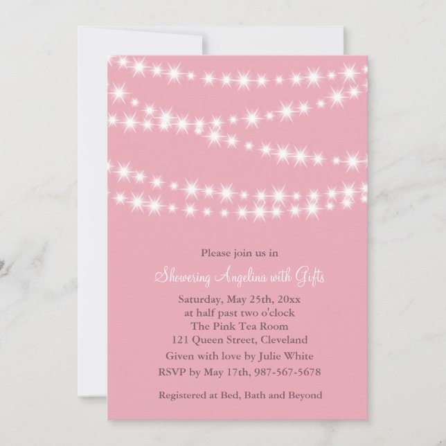 Twinkle Lights Bridal Shower Invitation (pink) (Front)