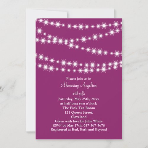 Twinkle Lights Bridal Shower Invite magenta