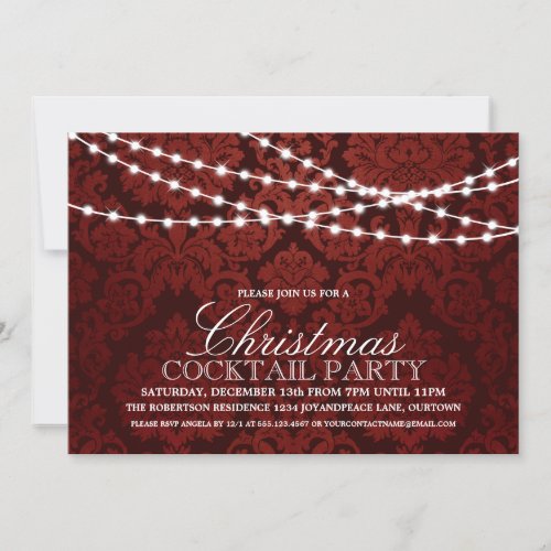 Twinkle Lights Christmas Cocktail Party Invitation