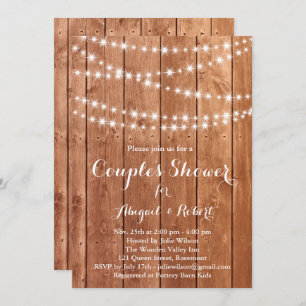 Twinkle Lights Couple's Shower Invitation - oak