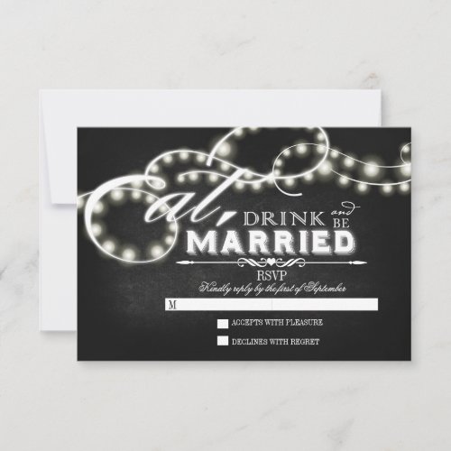 Twinkle lights Eat, Drink and Be Married RSVP Card