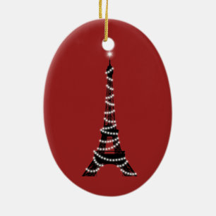 Twinkle Lights Eiffel Tower Ornament (red)
