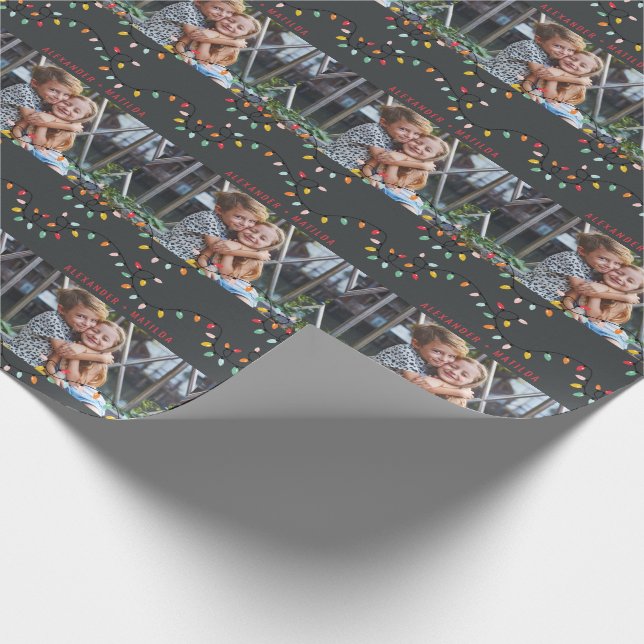 Twinkle lights fun bright photo Holiday Wrapping Paper (Corner)