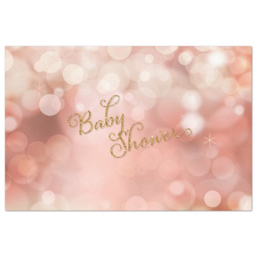 Twinkle Lights Gold Glitter Pink Baby Girl Shower Tissue Paper