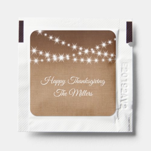 Twinkle Lights Happy Thanksgiving _ Ombre Burlap Hand Sanitizer Packet