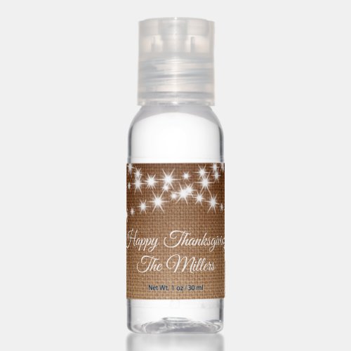 Twinkle Lights Happy Thanksgiving on Ombre Burlap Hand Sanitizer