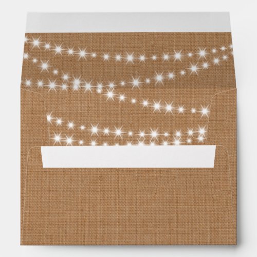 Twinkle Lights Invitation Envelope on burlap