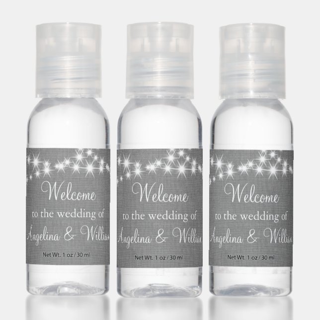 Twinkle Lights on Gray Burlap Hand Sanitizer (Set)