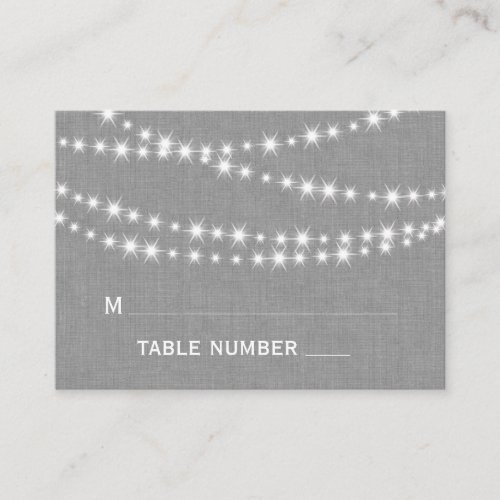 Twinkle Lights on Gray Burlap Place Card